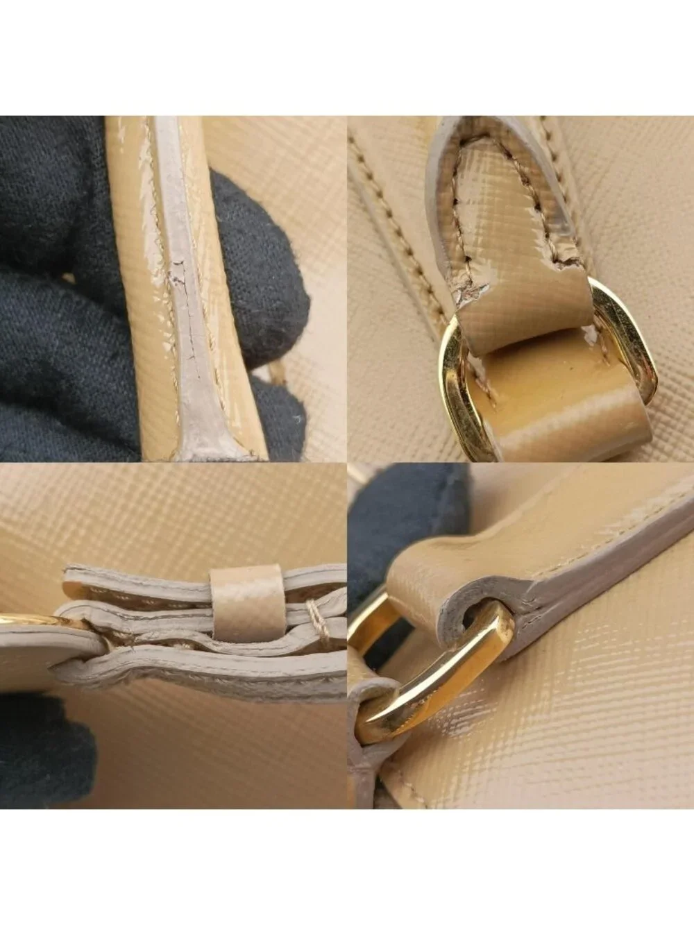Prada Pyramid Beige Patent 31 Handbag